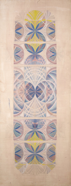 Artist Sir Thomas Monnington: Design for the ceiling of the Mary Harris Memorial Chapel, (pale ground) University of Exeter, 1956